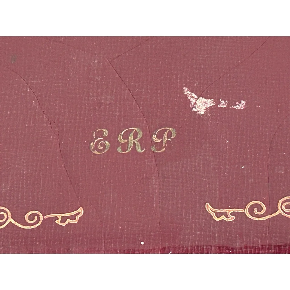 Vintage Farrington Faux‎ Leather Jewelry Box Set Gold Filigree Monogram with Key